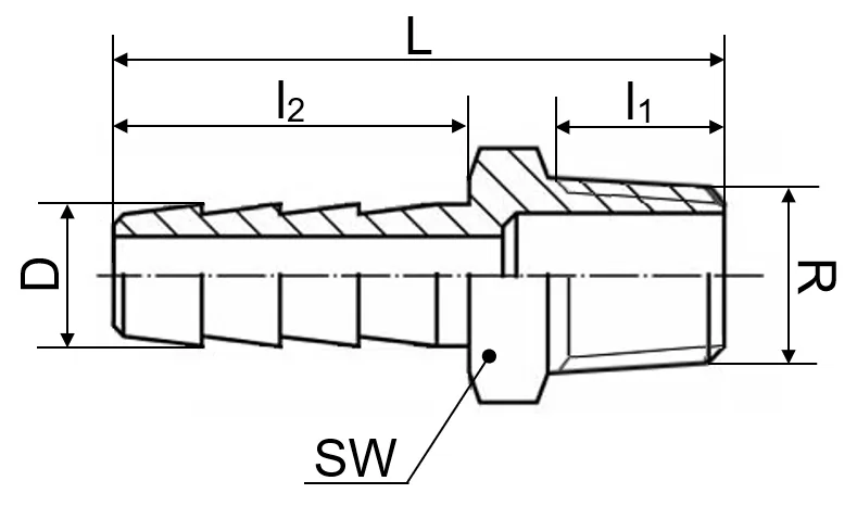 Schlauchtülle mit Außengewinde, Edelstahl | 4 mm, 1/8 Zoll