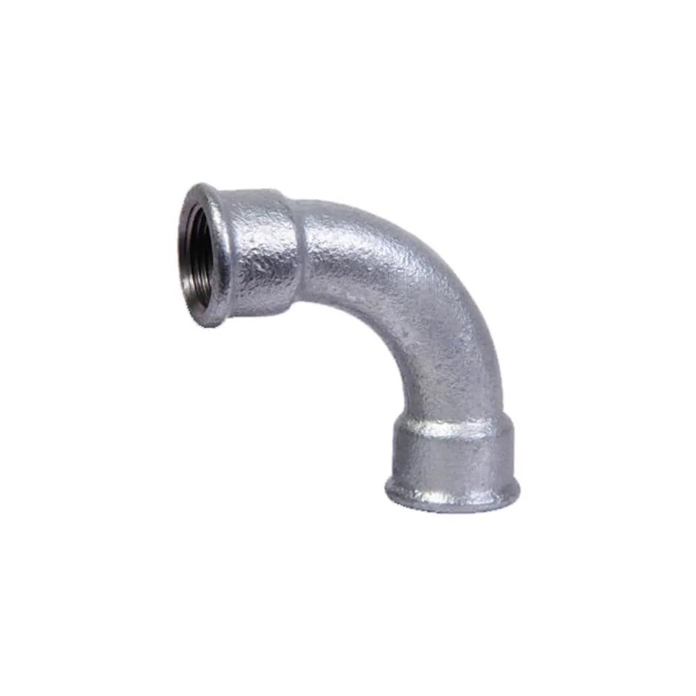 Langer Bogen 90° Nr. 2 G1 mit Innengewinde, Temperguss verzinkt