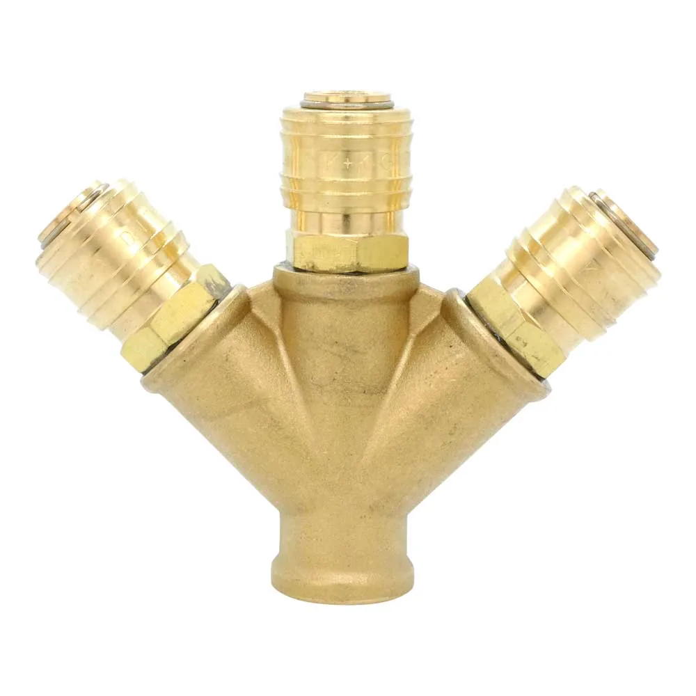 Druckluftkupplung DN 7.2 Verteiler mit 3 Abgängen, Messing