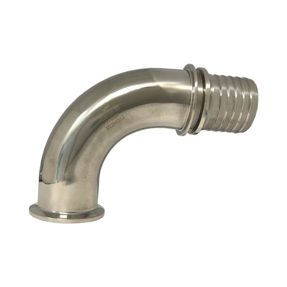 Clampbogen 90° mit Clamp Kupplung und Rillenstutzen mit Sicherungsbund