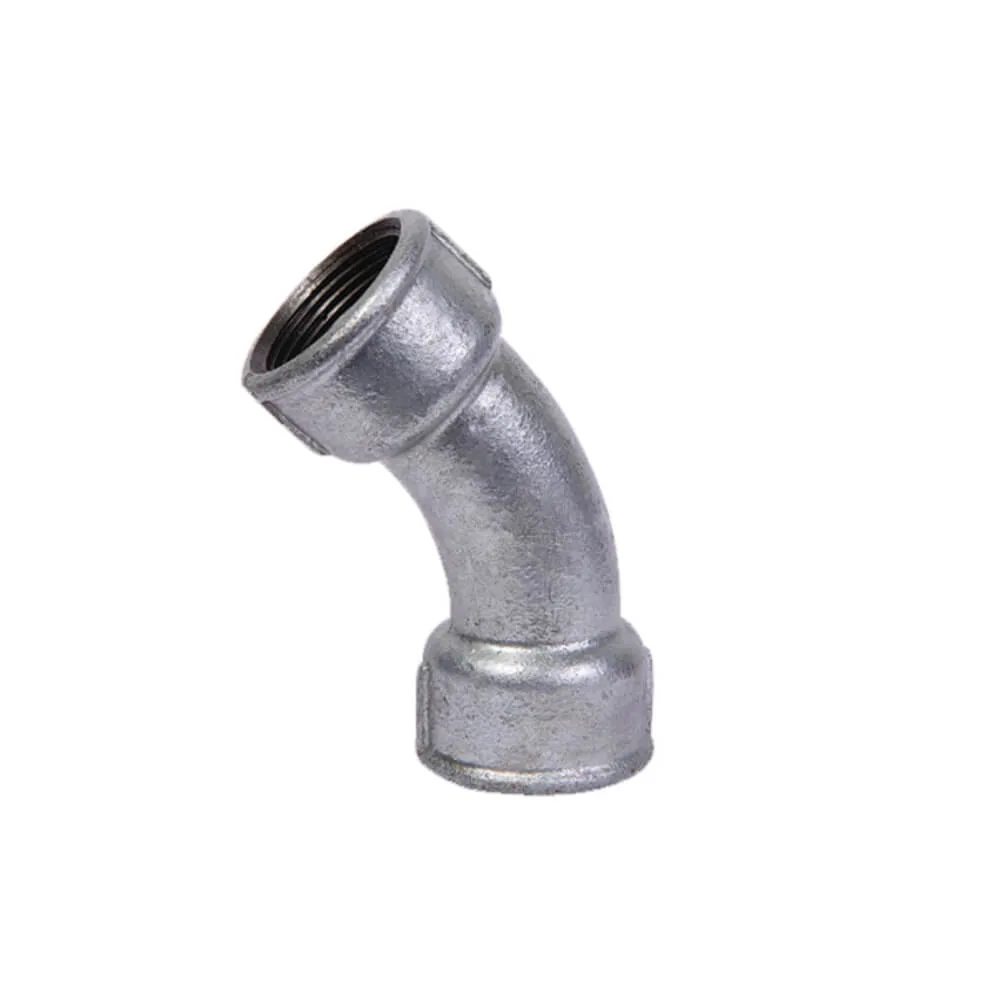 Langer Bogen 45° Nr. 41 G1 mit Innengewinde, Temperguss verzinkt