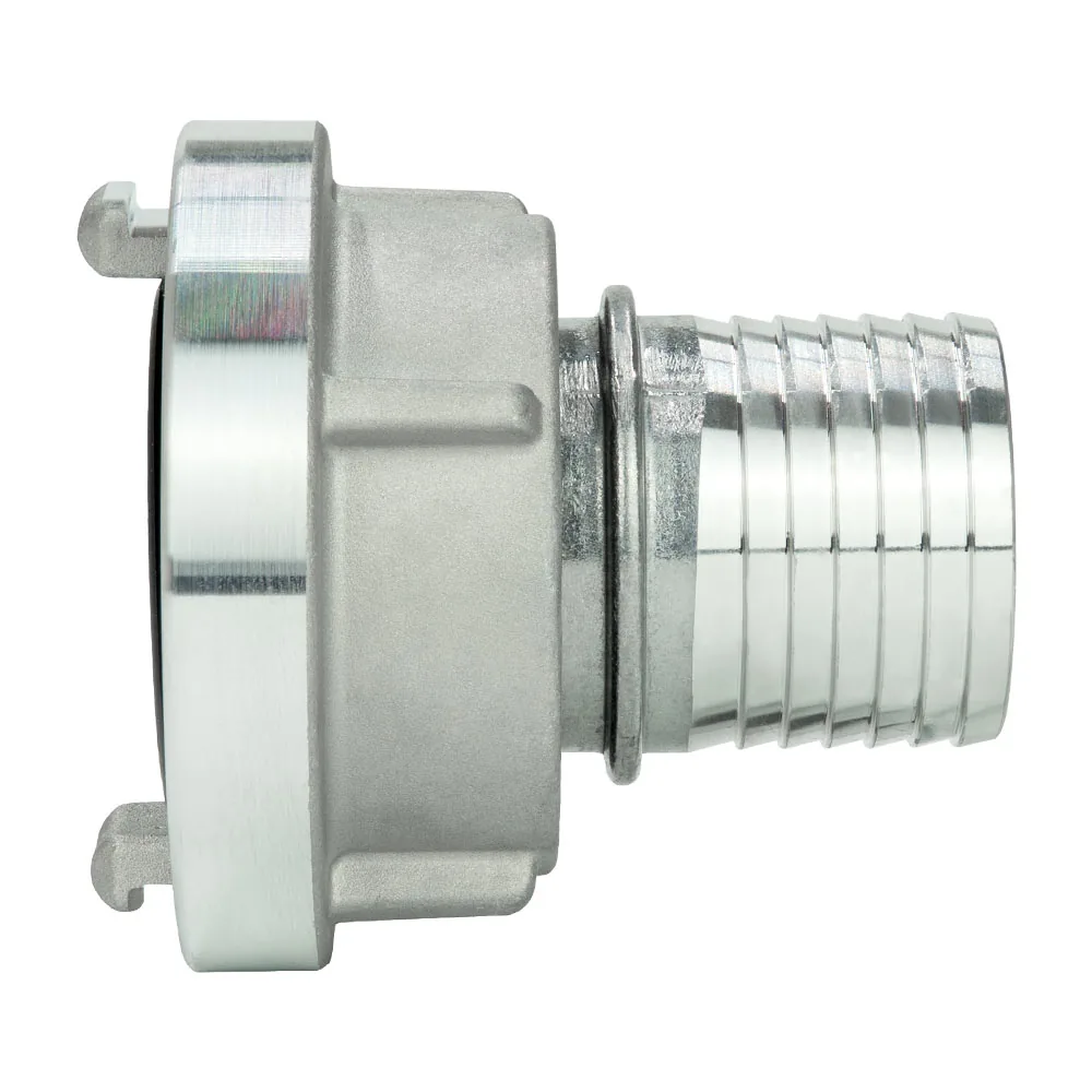 Storz Kupplung mit Schlauchtülle mit Sägezahnprofil und Sicherungsbund, Aluminium gegossen