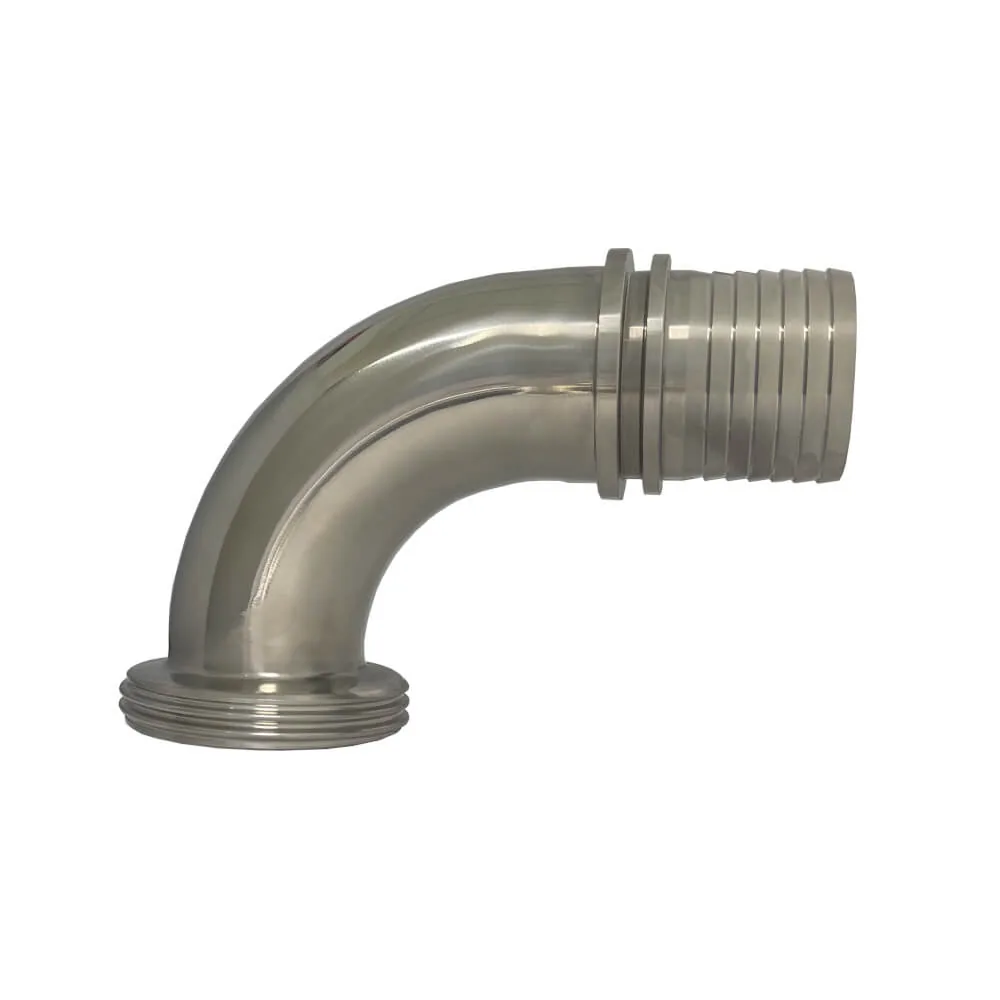 Milchrohrverschraubung Bogen 90° Gewindestutzen gerillt mit Sicherungsbund