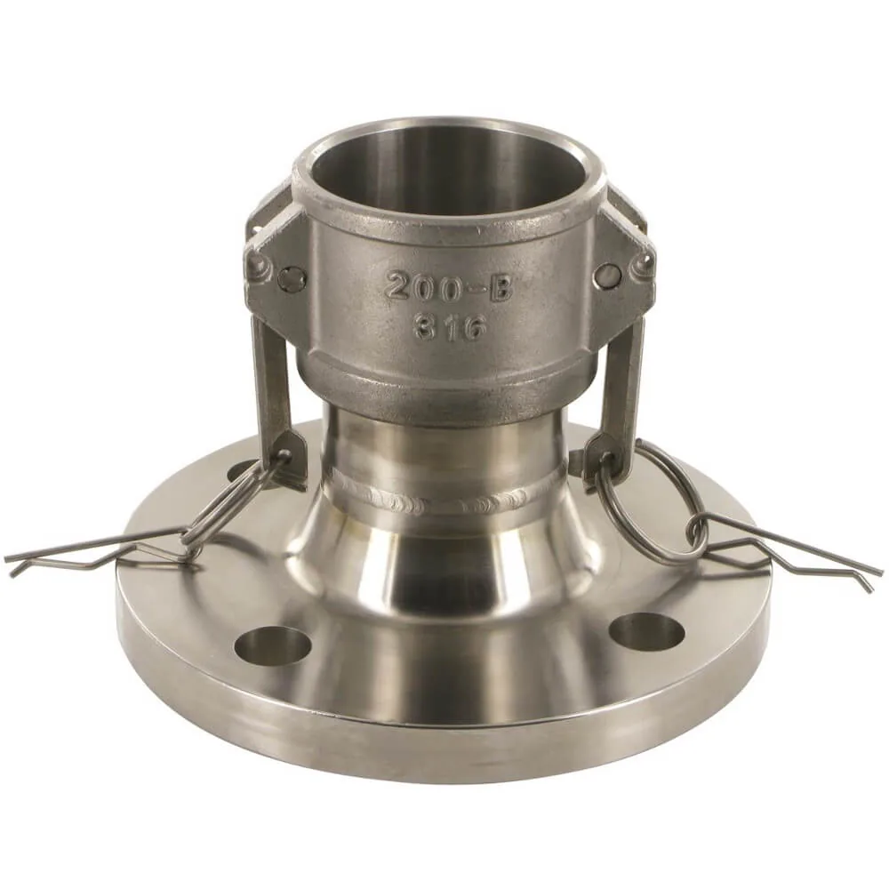 Kamlock Kupplung Mutterteil auf Festflansch PN 10/16, Edelstahl