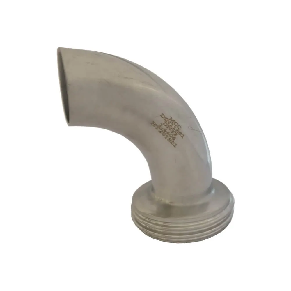 Milchrohrverschraubung Bogen 90° mit Außengewinde und Anschweißende