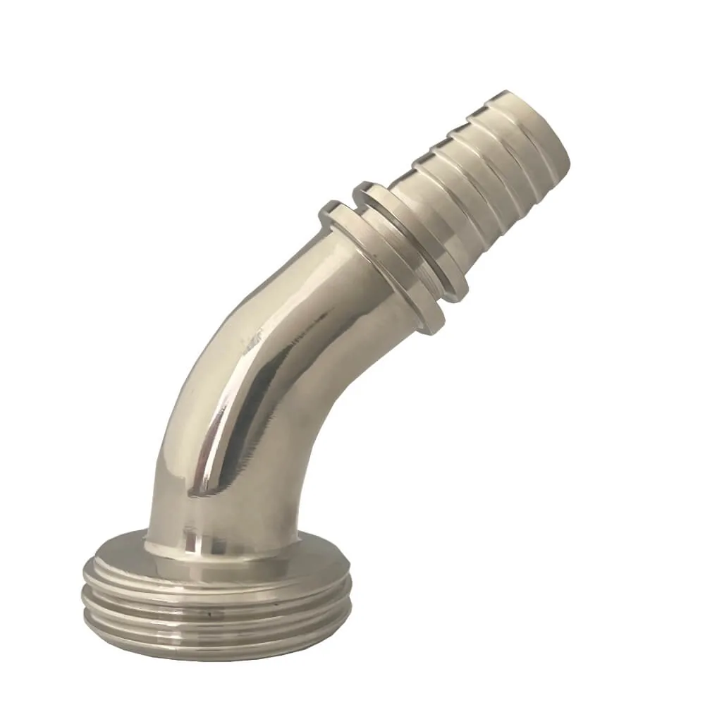 Milchrohrverschraubung Bogen 45° Gewindestutzen gerillt mit Sicherungsbund