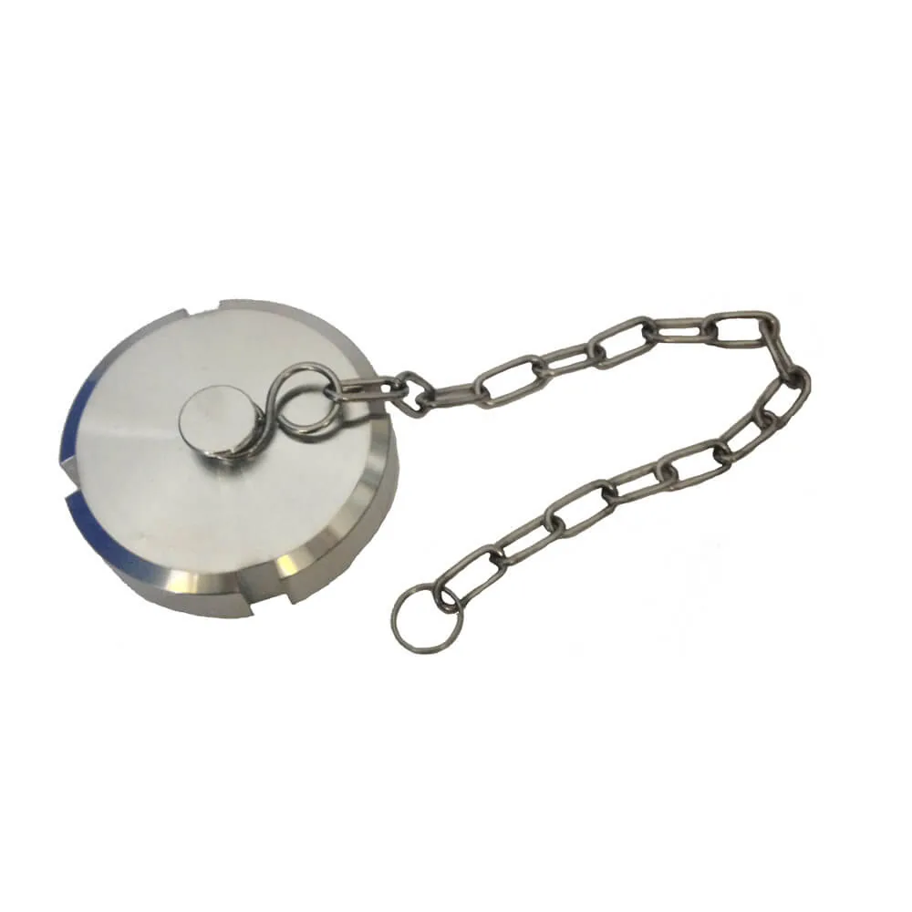 Milchrohrverschraubung Endkappe mit Innengewinde und Kette